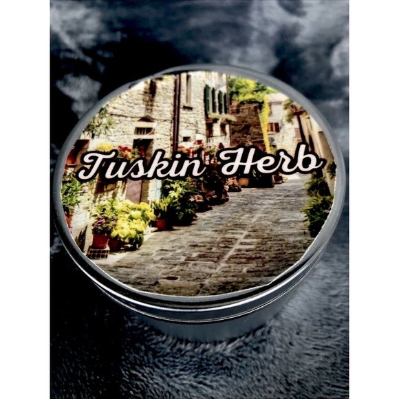 Hand Poured Candle Coconut Soy Blend Tuscan Herb 8 Ounce Tin - Picture 3 of 3